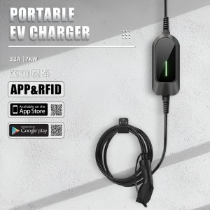Portable EV Charger Type 2 Adjustable Current 16A Electric Vehicle Car Charger Single Phase 3.5kw EU Plug