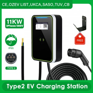 Wallbox 16A 3Phase Level 2 AC Ev Charger 11kw Evse Charger Portable Charger Electric Vehicle Car Charger Type 2 IEC62196