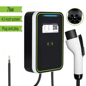 EV Charging Station 32A 7KW 1Phase EVSE Wallbox GB/T Electric Vehicle Car Charger with 4.3inch LCD screen EV Home Charger