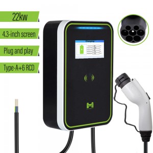 Charger EV 32A Stáisiúin Luchtaithe Feithicle Leictreach 3 phas 22kw gbt Le cosaint Cineál A+6 Sábháilteacht Úsáid Baile